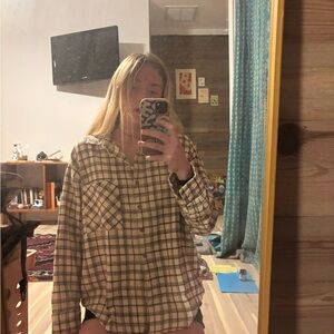 Billabong Cream and Black Flannel Shirt